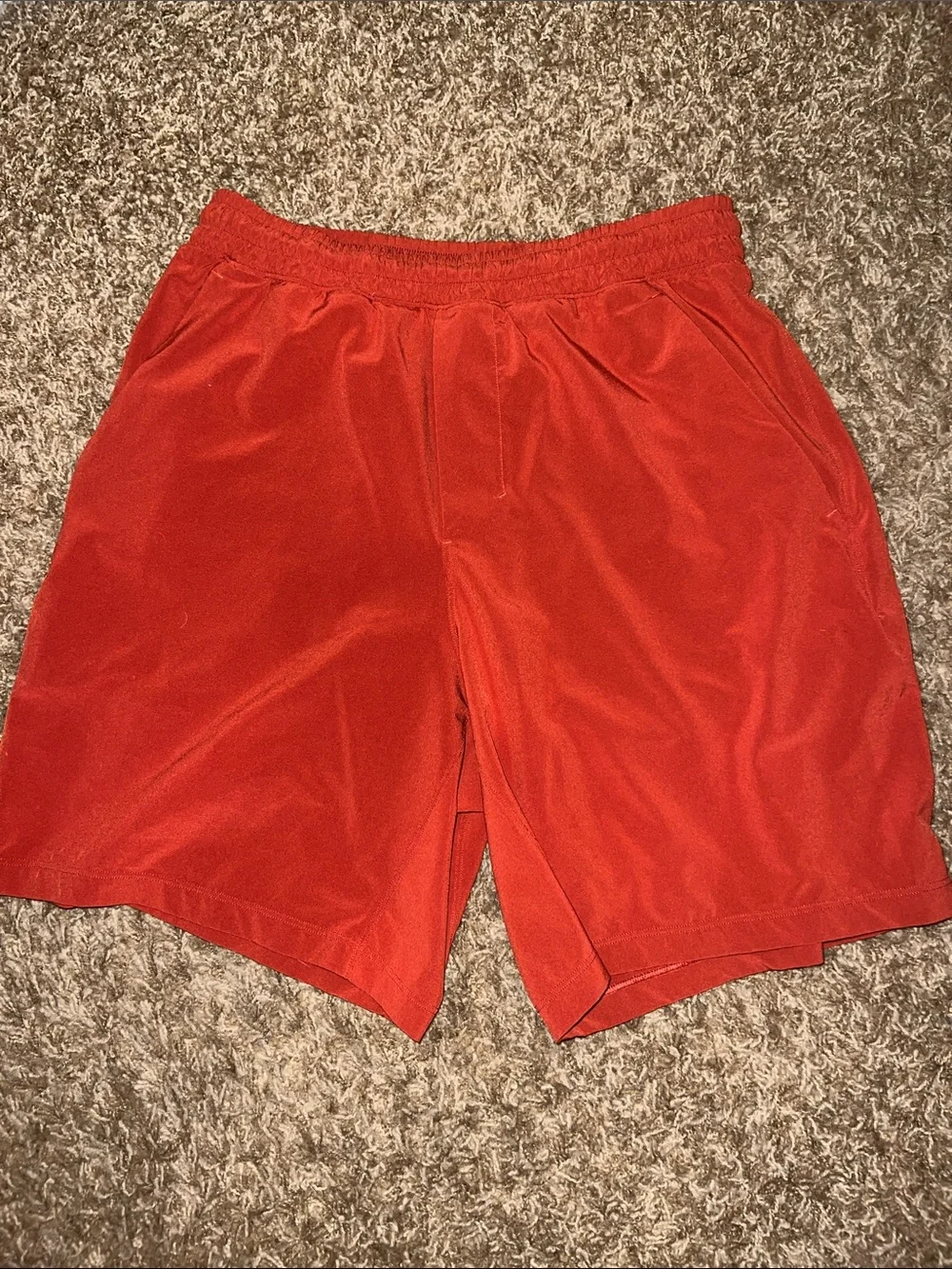 lululemon athletica Men's Orange Athletic Shorts with Black Piping